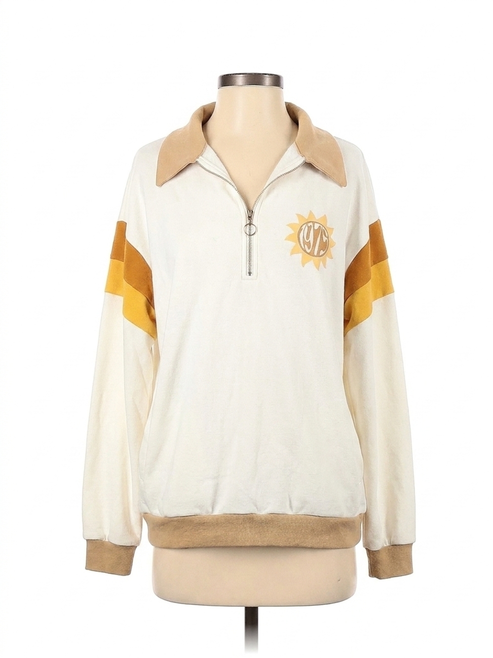 NEW SHOW ME YOUR MUMU benny half zip sweatshirt good times in off white